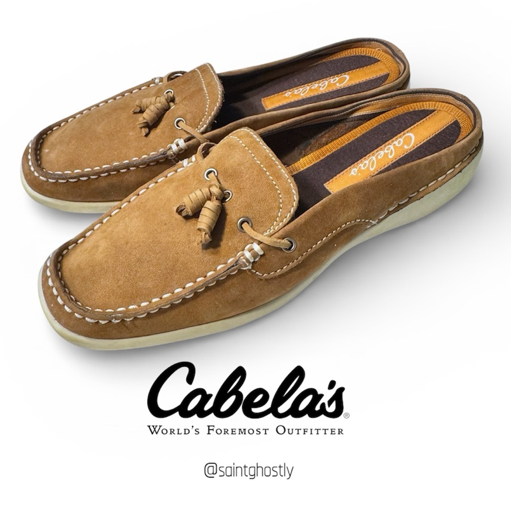 Preppy Cabela's Women’s Brown Leather Loafer Mule Slides Size 7